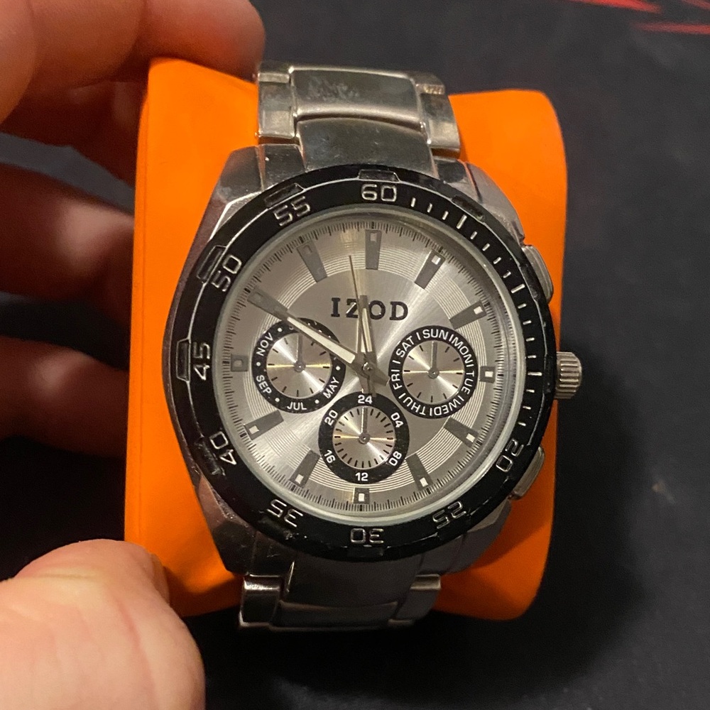 IZOD Silver and Black Chronograph Watch